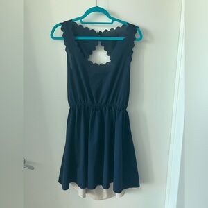 Double Zero - Large - Blue Scalloped Open Back Dress